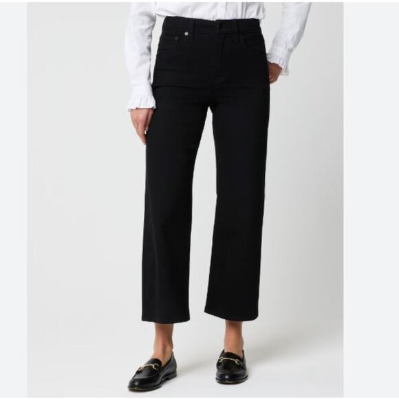 J Crew Factory Black Wide-leg Cropped Jean Women's sz 26 Stretch Classic - Picture 1 of 14